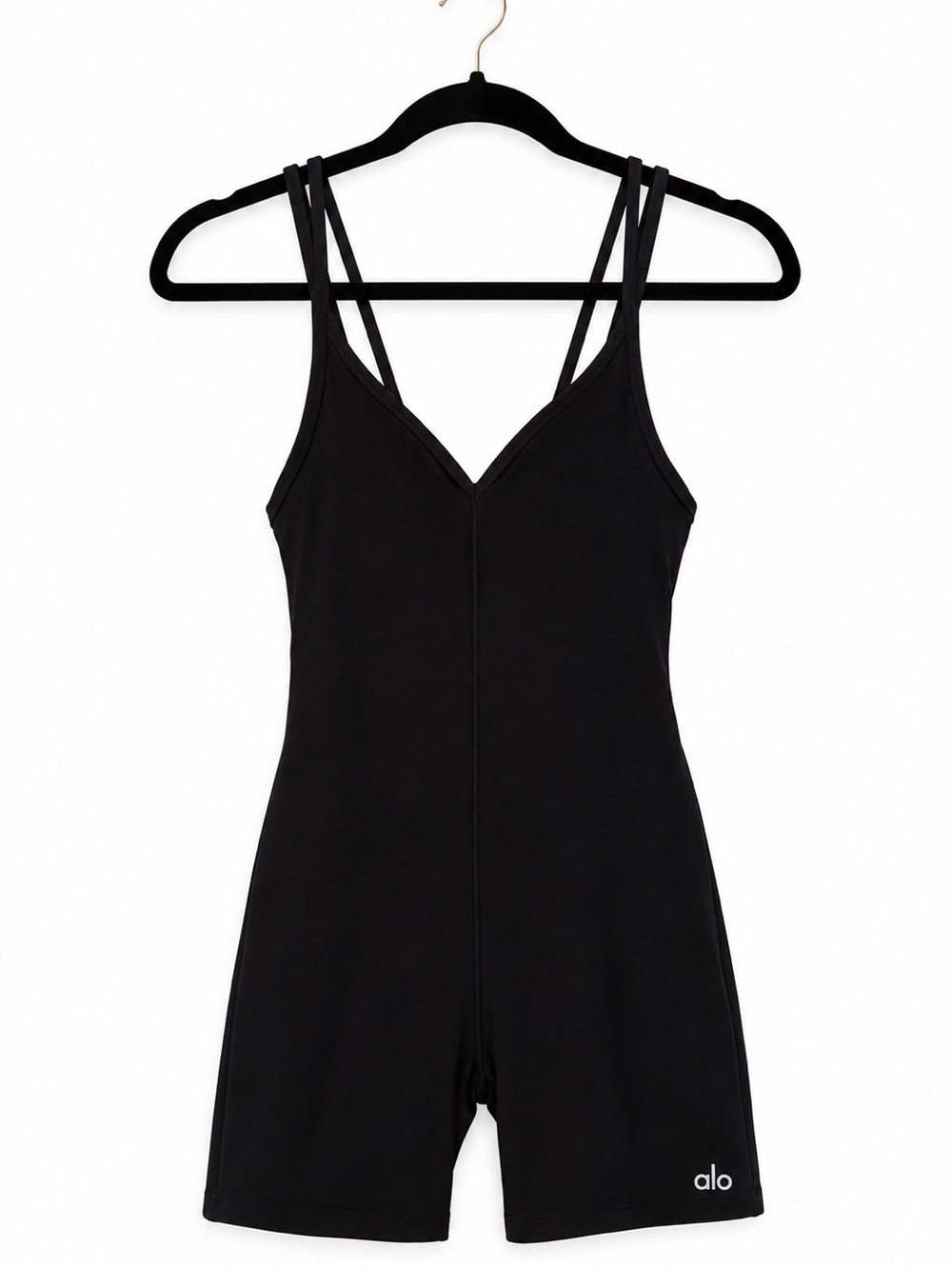 ALO Yoga Black Strappy Romper Bodysuit